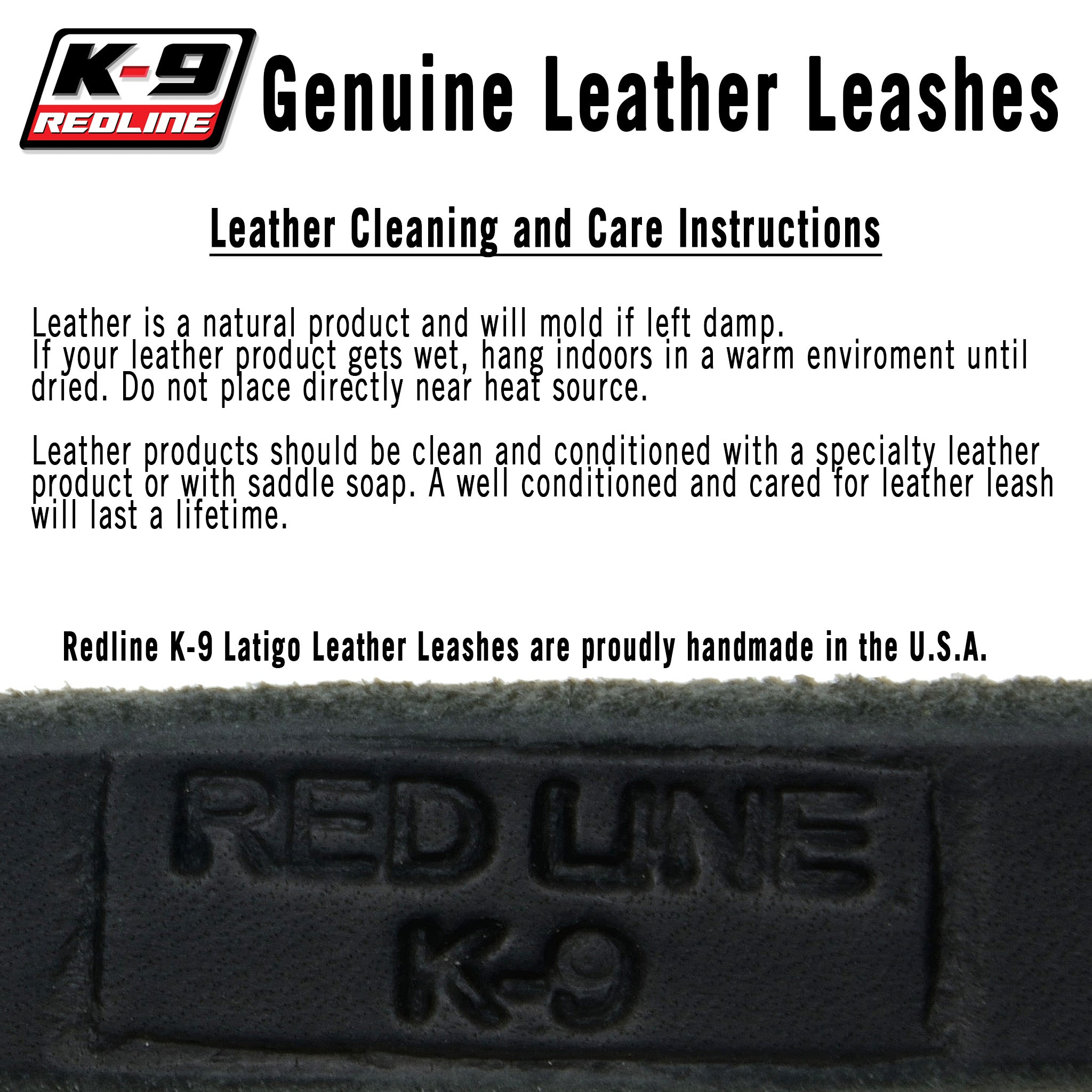 Redline K-9 Double Handle Latigo Leather Leash